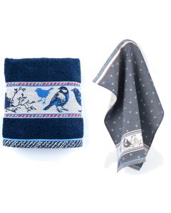 Bunzlau Castle Keuken- en theedoek set Birds Donkerblauw