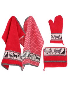 Bunzlau Castle Keukentextiel Set Dogs Rood