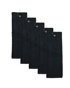 The One Golfhanddoek 450 gram Zwart (5 stuks)