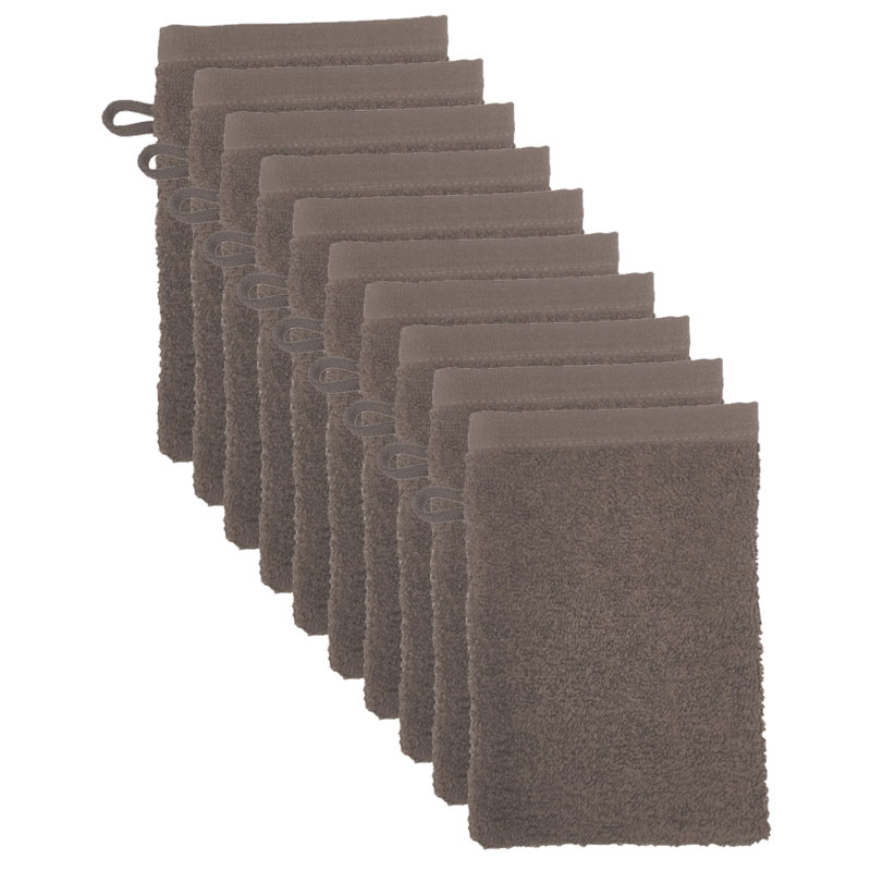 The One Voordeelpakket Washandjes Taupe - 10 stuks