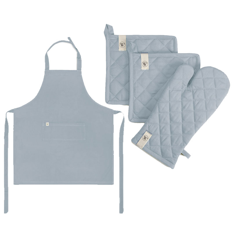 Walra Keukenset Cook - Schort, Pannenlappen & Ovenwant Jeans Blauw